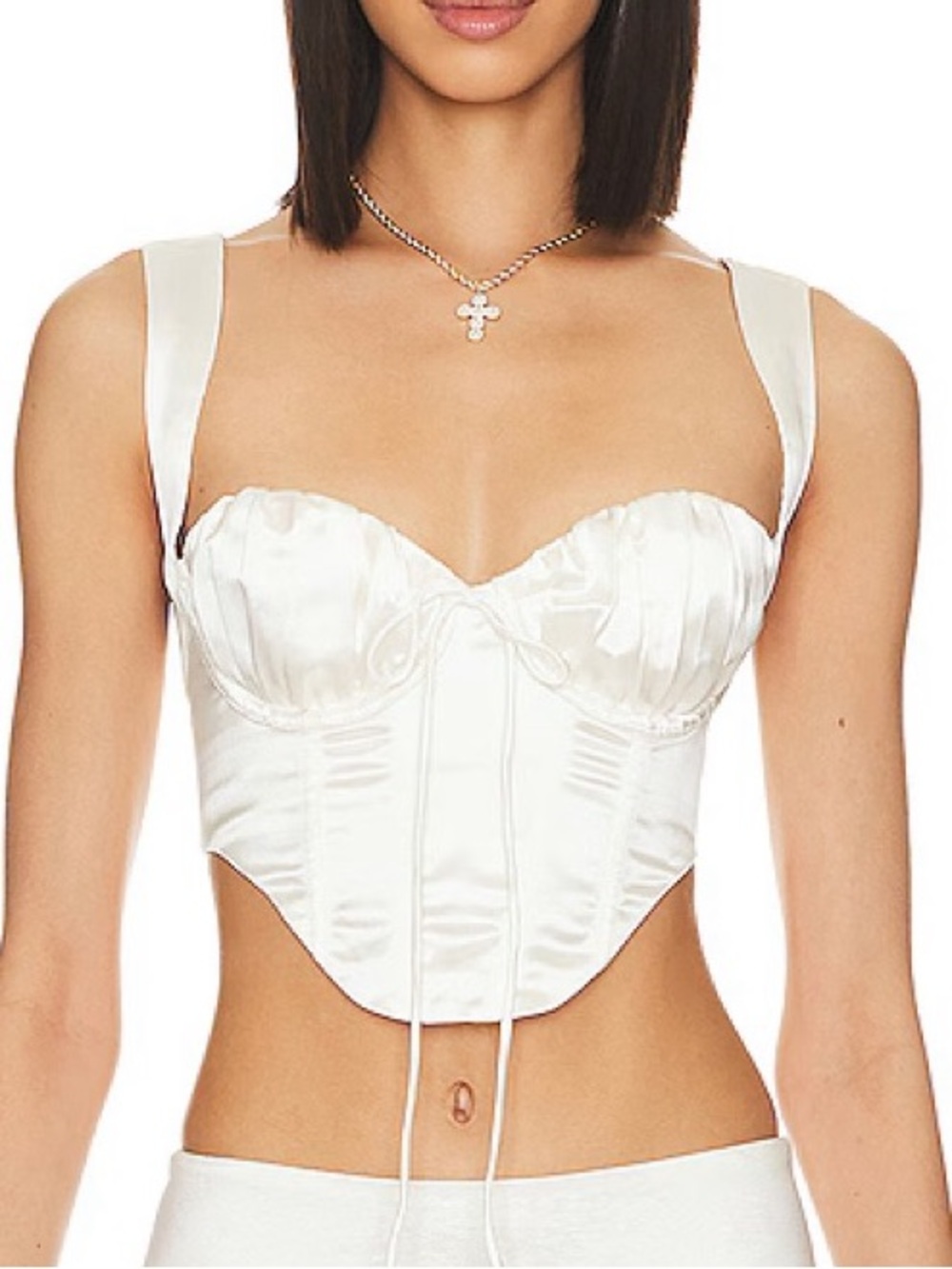 NWT For Love & Lemons Ivory Satin Corset Bustier Top Size Small